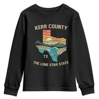 Kerr County Texas Youth Sweatshirt Retro Hill Country Nature Scene Outdoors - Wonder Print Shop