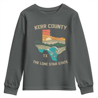 Kerr County Texas Youth Sweatshirt Retro Hill Country Nature Scene Outdoors - Wonder Print Shop