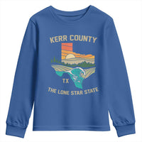 Kerr County Texas Youth Sweatshirt Retro Hill Country Nature Scene Outdoors - Wonder Print Shop