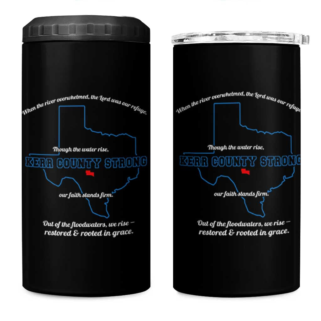 Kerr County Strong Christian 4 in 1 Can Cooler Tumbler Texas Faith Hope Resilient Texans - Wonder Print Shop