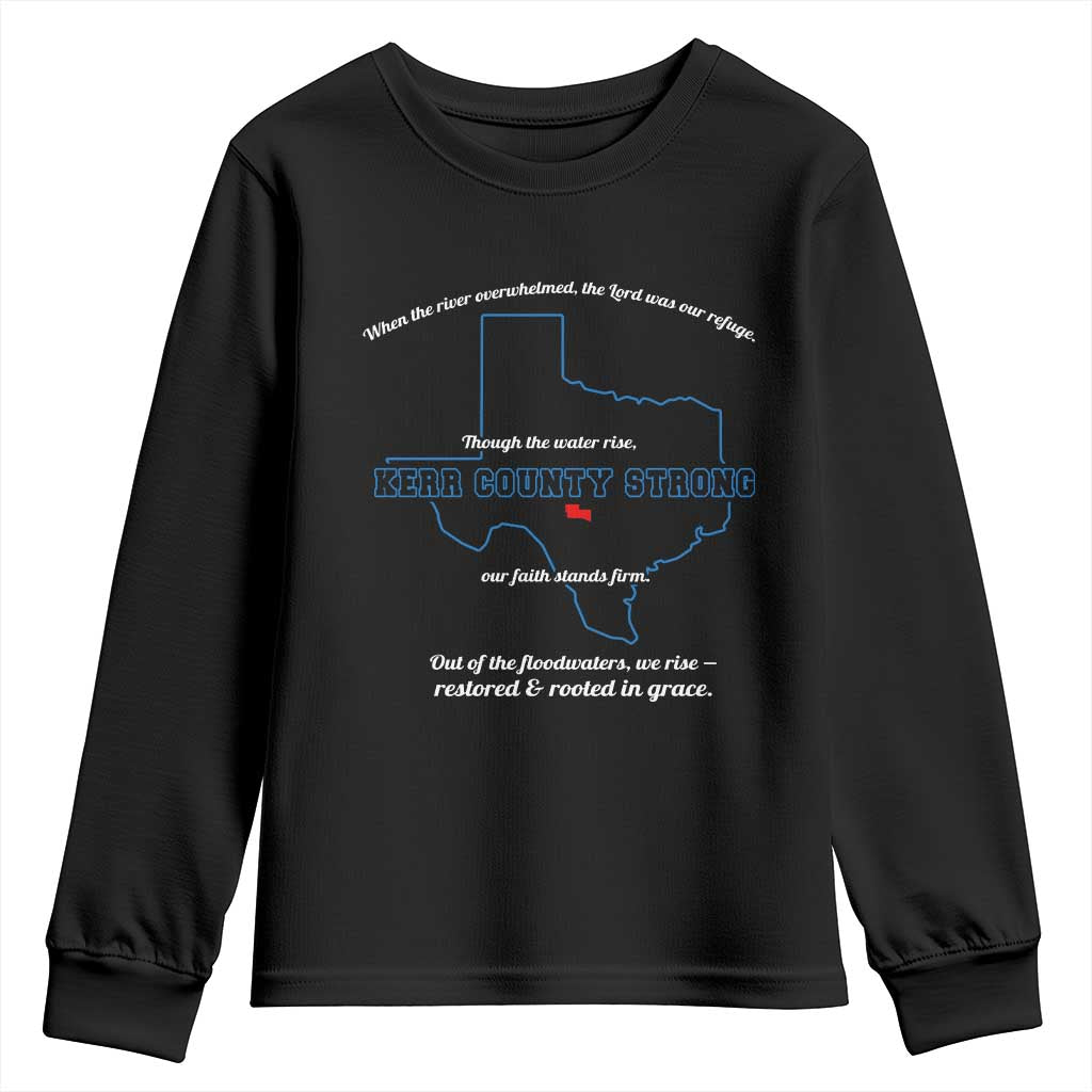 Kerr County Strong Christian Youth Sweatshirt Texas Faith Hope Resilient Texans - Wonder Print Shop