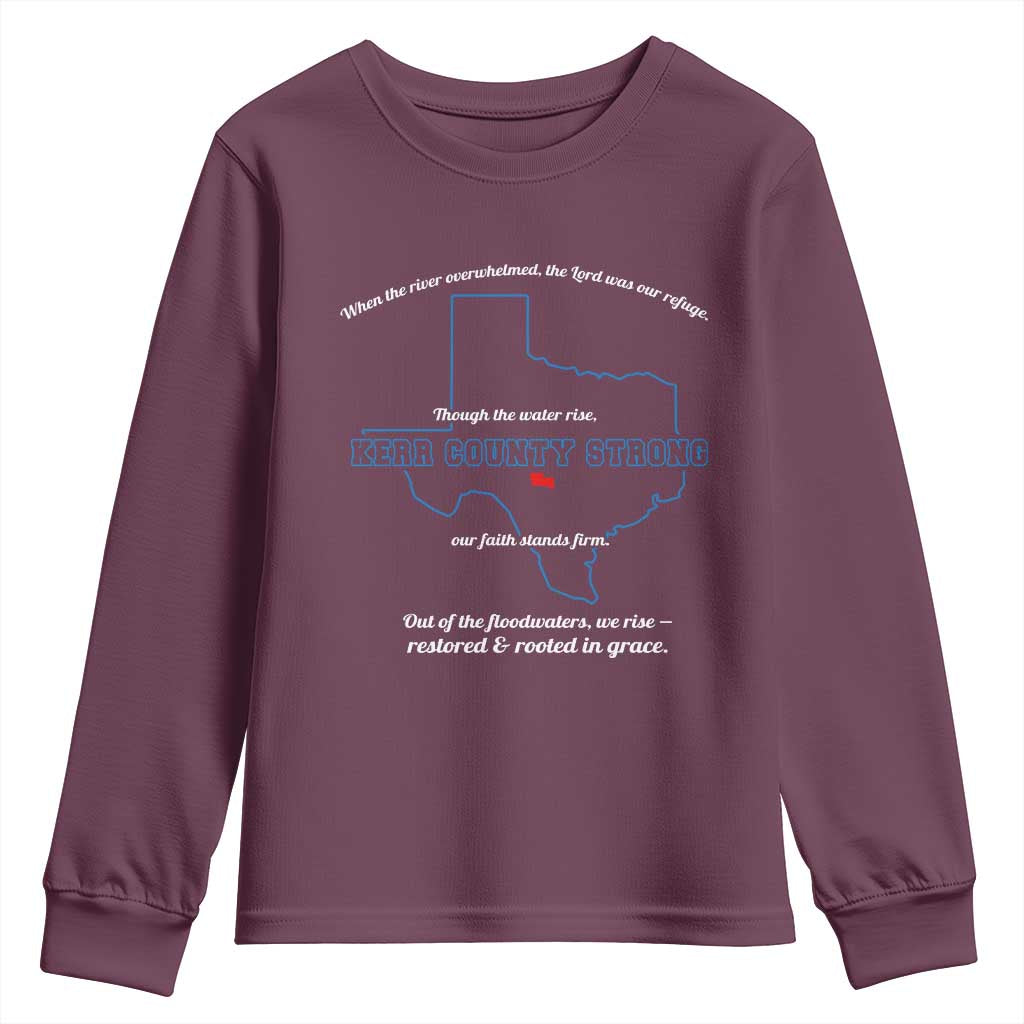Kerr County Strong Christian Youth Sweatshirt Texas Faith Hope Resilient Texans - Wonder Print Shop