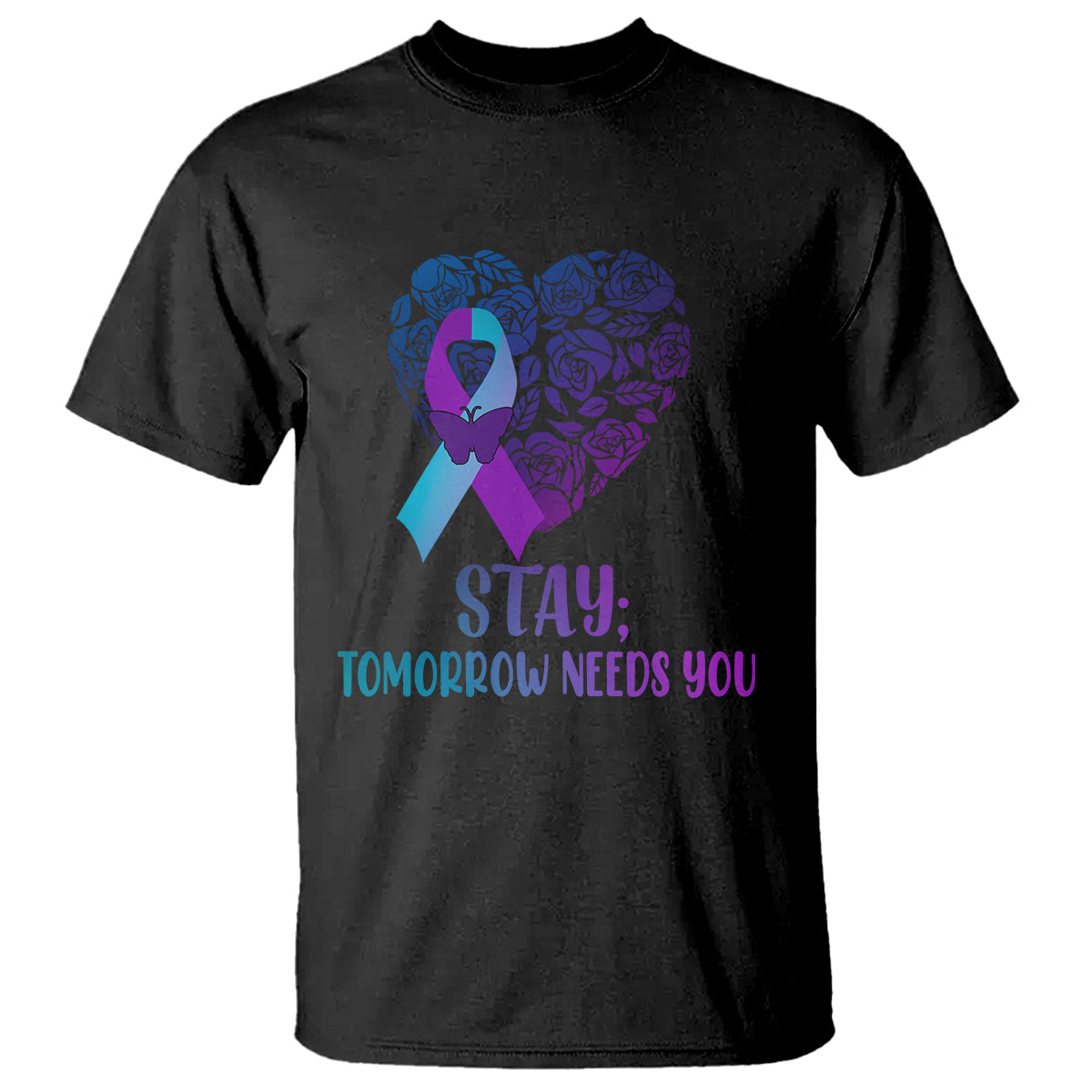 Suicide Prevention Awareness T Shirt Stay Mental Health Suicide Prevention Support Semicolon - Wonder Print Shop