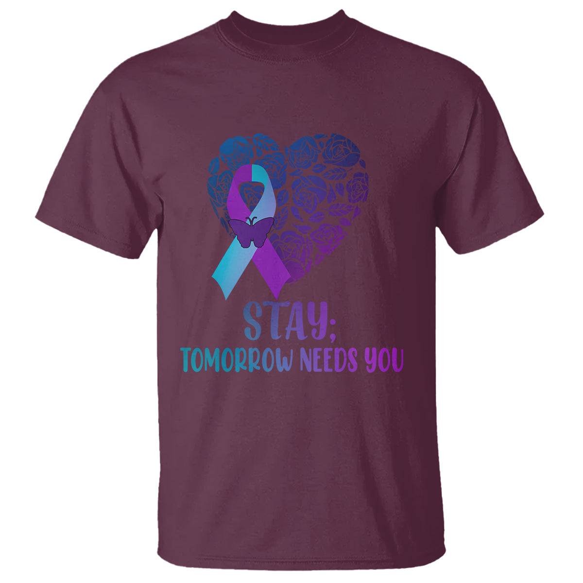 Suicide Prevention Awareness T Shirt Stay Mental Health Suicide Prevention Support Semicolon - Wonder Print Shop