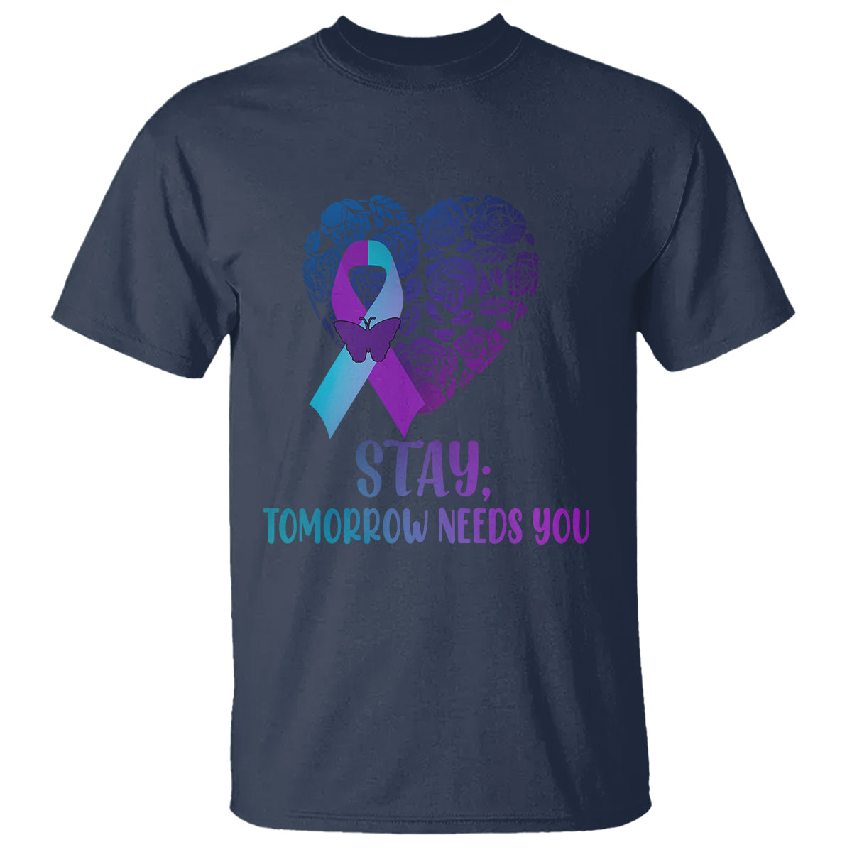 Suicide Prevention Awareness T Shirt Stay Mental Health Suicide Prevention Support Semicolon - Wonder Print Shop