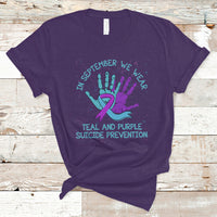Suicide Prevention Awareness T Shirt In September We Wear Teal Purple Ribbon Suicide Awareness - Wonder Print Shop