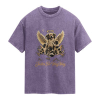 Justice For Wangwang Angel Dog Halo Puppies Washed Cotton T-Shirt Heavenly Pet Loss Memorial Graphic