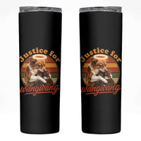 Justice For Wangwang Retro Sunset Halo Dog Mama Skinny Tumbler Pet Memorial Awareness Graphic
