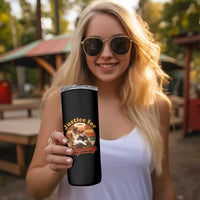 Justice For Wangwang Retro Sunset Halo Dog Mama Skinny Tumbler Pet Memorial Awareness Graphic