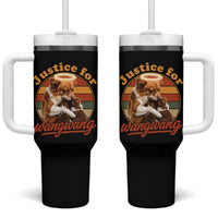 Justice For Wangwang Retro Sunset Halo Dog Mama Tumbler With Handle Pet Memorial Awareness Graphic