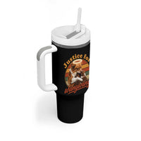 Justice For Wangwang Retro Sunset Halo Dog Mama Tumbler With Handle Pet Memorial Awareness Graphic