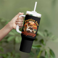Justice For Wangwang Retro Sunset Halo Dog Mama Tumbler With Handle Pet Memorial Awareness Graphic