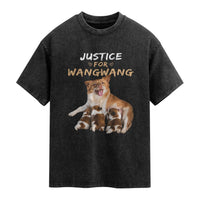 Justice For Wangwang Mother Dog Newborn Puppies Washed Cotton T-Shirt Animal Rights Awareness Graphic