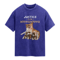 Justice For Wangwang Mother Dog Newborn Puppies Washed Cotton T-Shirt Animal Rights Awareness Graphic