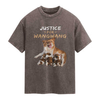 Justice For Wangwang Mother Dog Newborn Puppies Washed Cotton T-Shirt Animal Rights Awareness Graphic