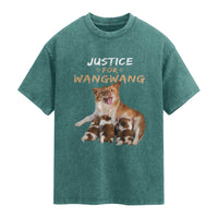 Justice For Wangwang Mother Dog Newborn Puppies Washed Cotton T-Shirt Animal Rights Awareness Graphic