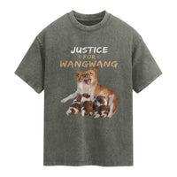 Justice For Wangwang Mother Dog Newborn Puppies Washed Cotton T-Shirt Animal Rights Awareness Graphic