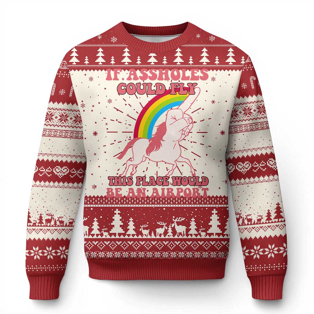 Sarcastic Quotes Ugly Christmas Sweater If Assholes Could Fly This Place Would Be An Airport Gag Asshole Joke - Wonder Print Shop