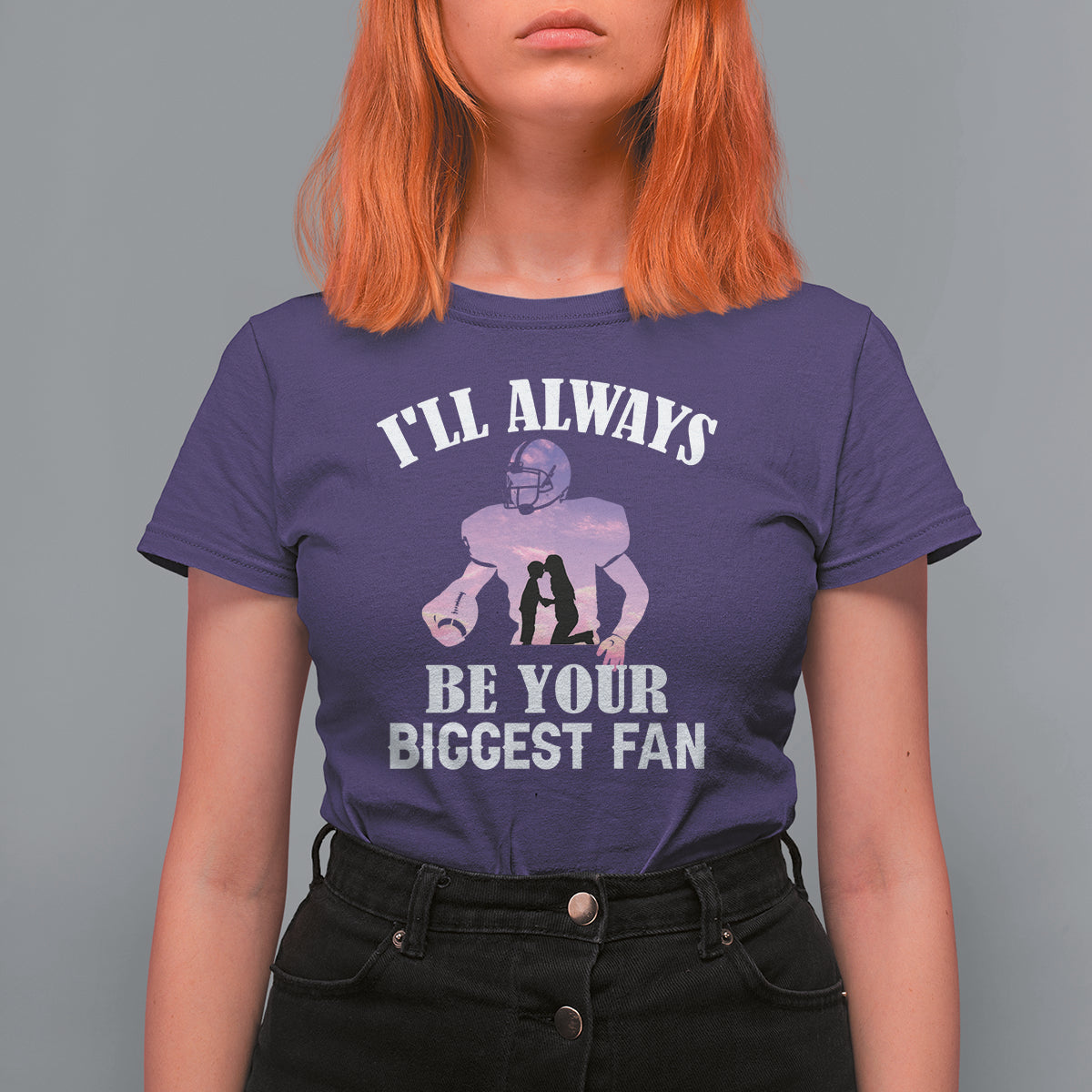 Football Mom T Shirt For Women I'll Always Be Your Biggest Fan Support Son Football Player - Wonder Print Shop