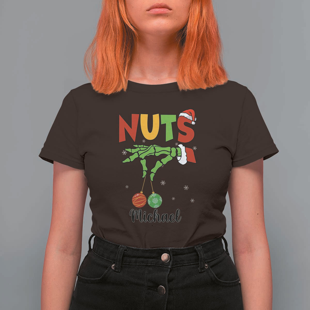 Personalized Christmas Matching Couple T Shirt For Women Custom Name Chestnuts Xmas Funny Nuts - Wonder Print Shop