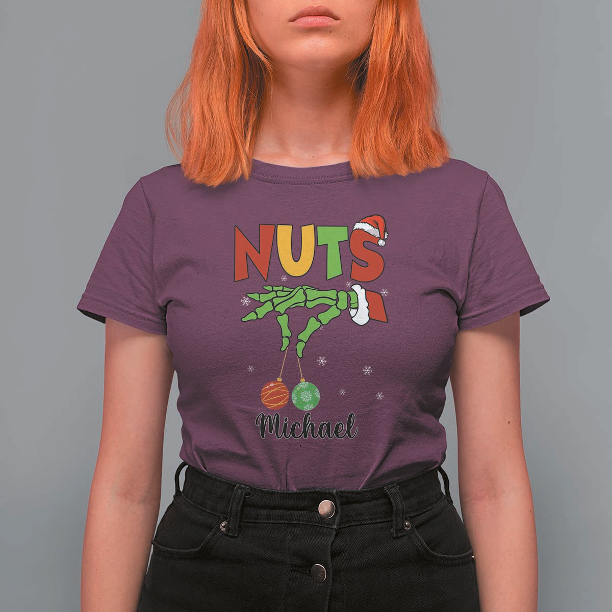 Personalized Christmas Matching Couple T Shirt For Women Custom Name Chestnuts Xmas Funny Nuts - Wonder Print Shop