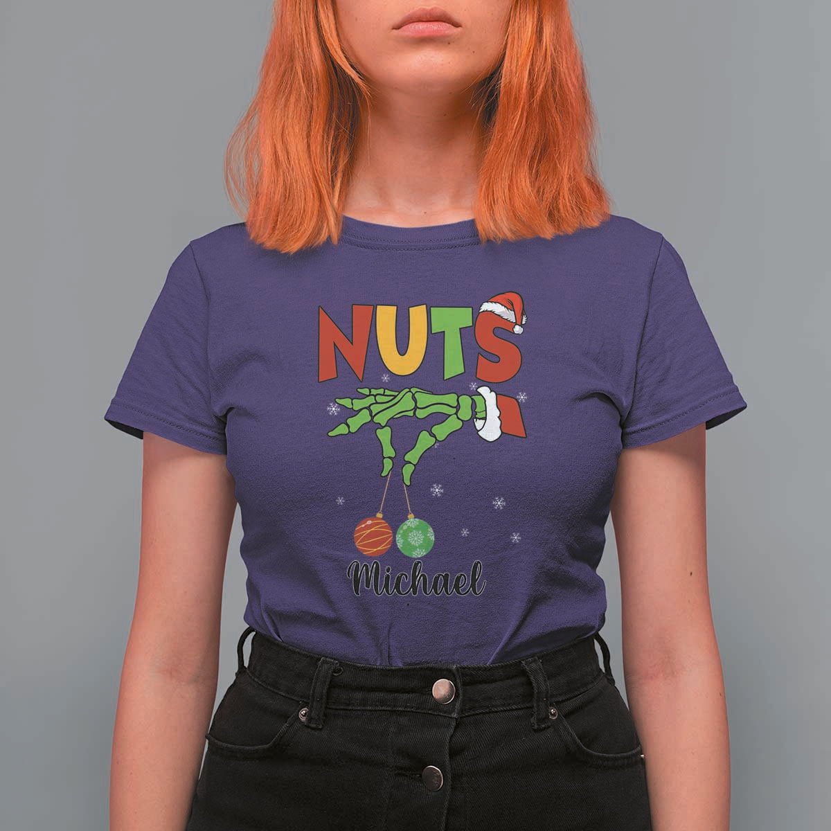 Personalized Christmas Matching Couple T Shirt For Women Custom Name Chestnuts Xmas Funny Nuts - Wonder Print Shop