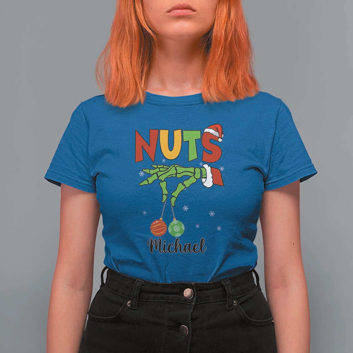 Personalized Christmas Matching Couple T Shirt For Women Custom Name Chestnuts Xmas Funny Nuts - Wonder Print Shop