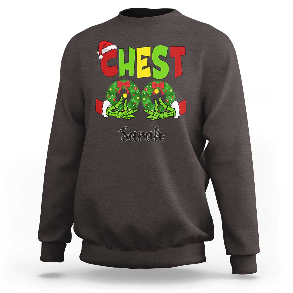 Personalized Christmas Matching Couple Sweatshirt Custom Name Chestnuts Xmas Funny Chest - Wonder Print Shop