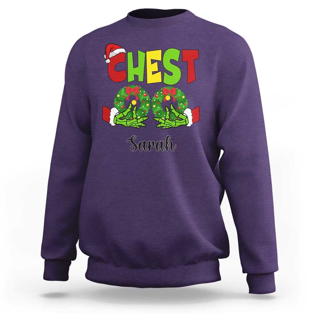 Personalized Christmas Matching Couple Sweatshirt Custom Name Chestnuts Xmas Funny Chest - Wonder Print Shop
