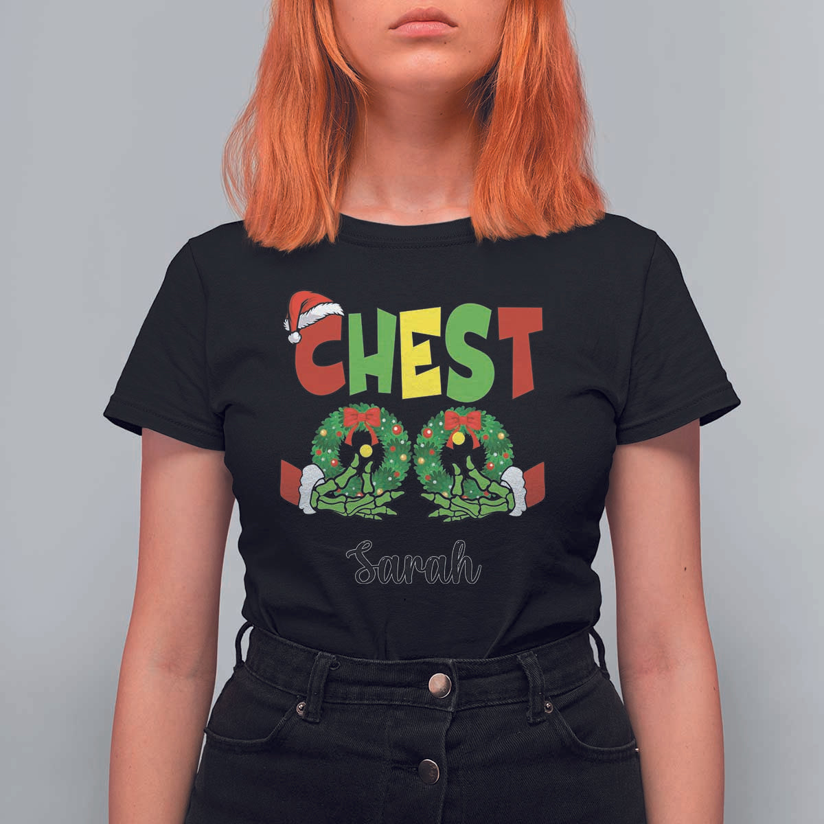 Personalized Christmas Matching Couple T Shirt For Women Custom Name Chestnuts Xmas Funny Chest - Wonder Print Shop
