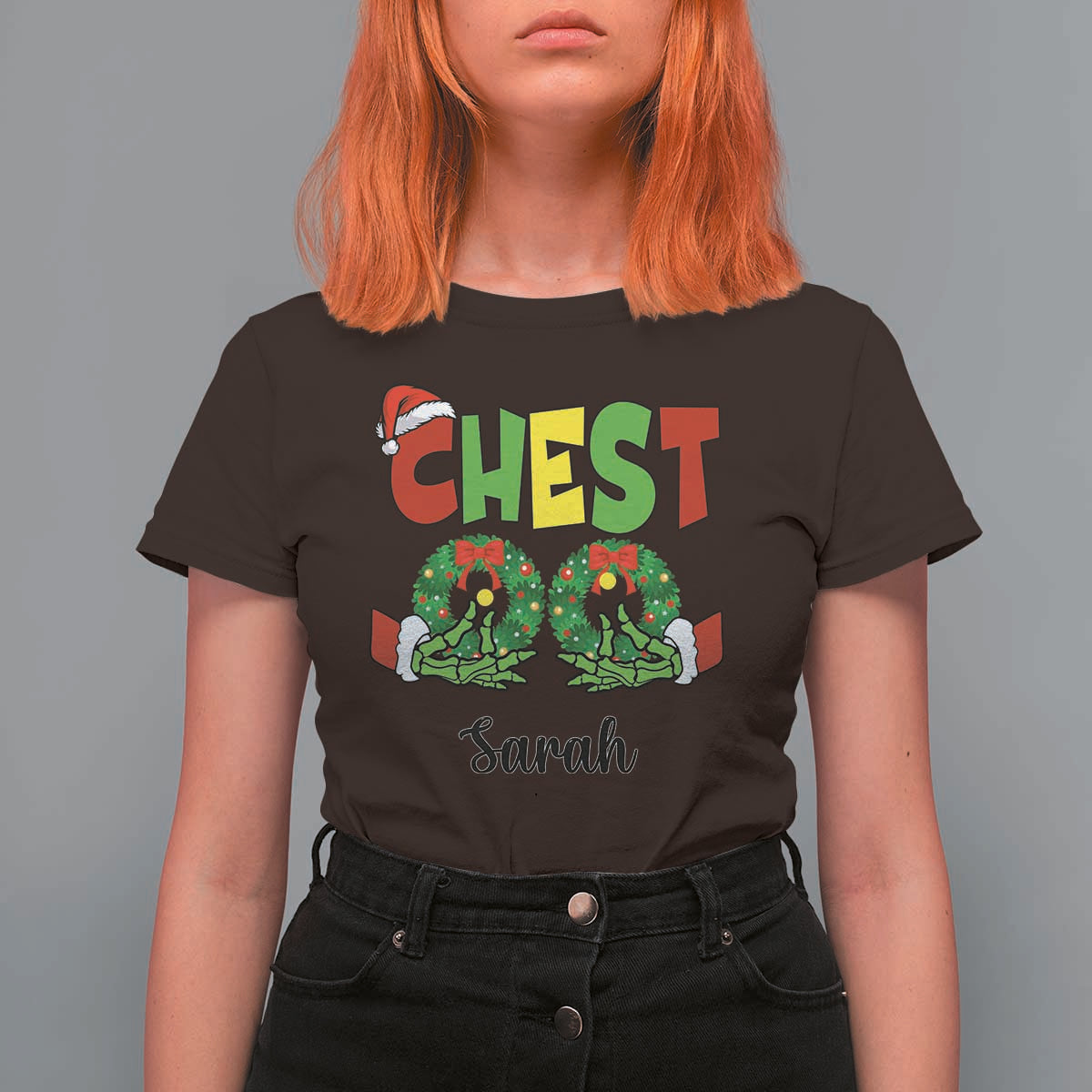 Personalized Christmas Matching Couple T Shirt For Women Custom Name Chestnuts Xmas Funny Chest - Wonder Print Shop