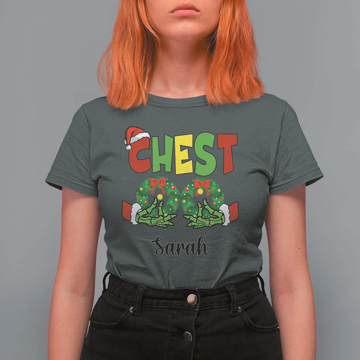 Personalized Christmas Matching Couple T Shirt For Women Custom Name Chestnuts Xmas Funny Chest - Wonder Print Shop