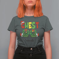 Personalized Christmas Matching Couple T Shirt For Women Custom Name Chestnuts Xmas Funny Chest - Wonder Print Shop