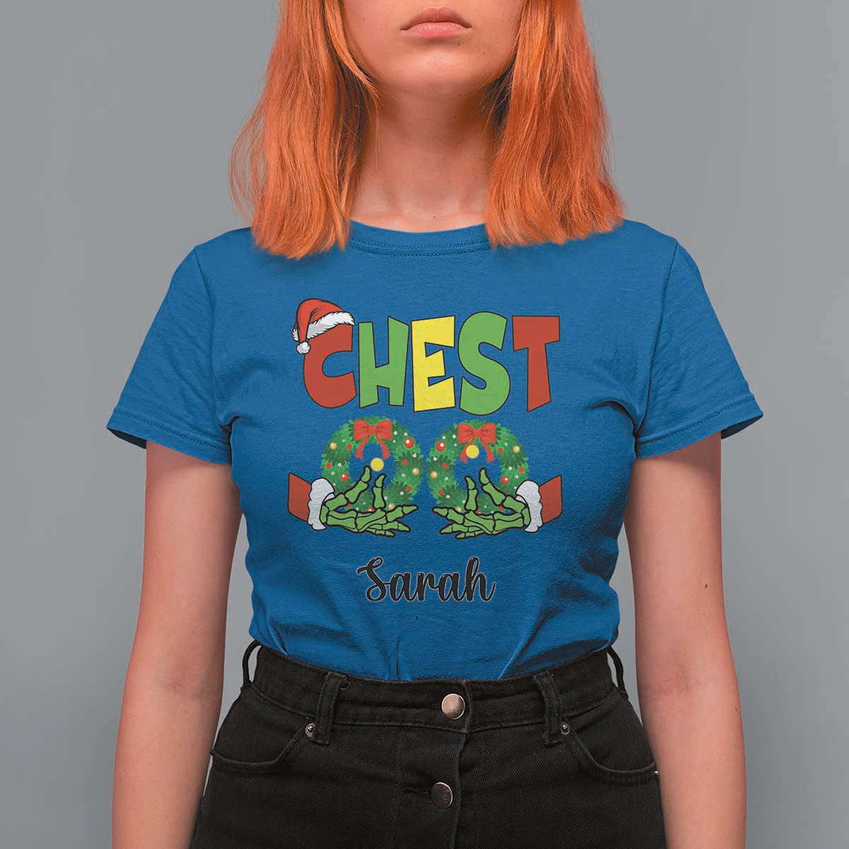 Personalized Christmas Matching Couple T Shirt For Women Custom Name Chestnuts Xmas Funny Chest - Wonder Print Shop