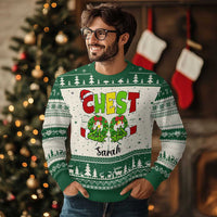Personalized Matching Couple Ugly Christmas Sweater Custom Name Chestnuts Xmas Funny Chest - Wonder Print Shop