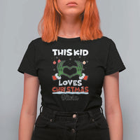Personalized Funny Christmas Lover T Shirt For Women Custom Kids Name Skeleton Hand Heart - Wonder Print Shop