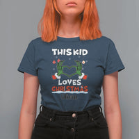Personalized Funny Christmas Lover T Shirt For Women Custom Kids Name Skeleton Hand Heart - Wonder Print Shop
