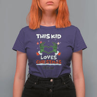 Personalized Funny Christmas Lover T Shirt For Women Custom Kids Name Skeleton Hand Heart - Wonder Print Shop