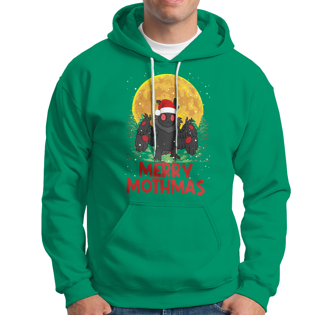 Mothman Christmas Hoodie Funny Merry Mothmas Cryptid Xmas Santa - Wonder Print Shop