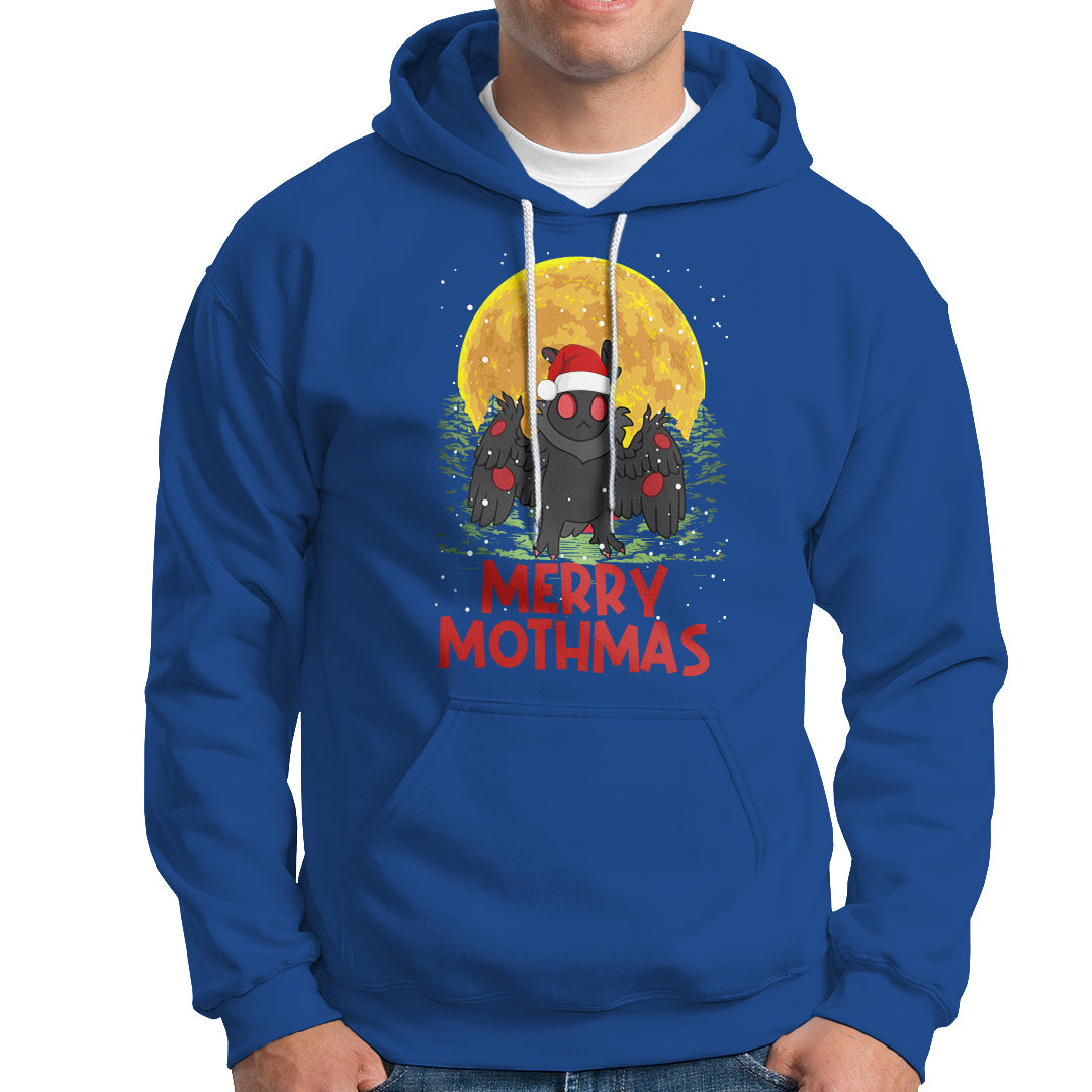 Mothman Christmas Hoodie Funny Merry Mothmas Cryptid Xmas Santa - Wonder Print Shop