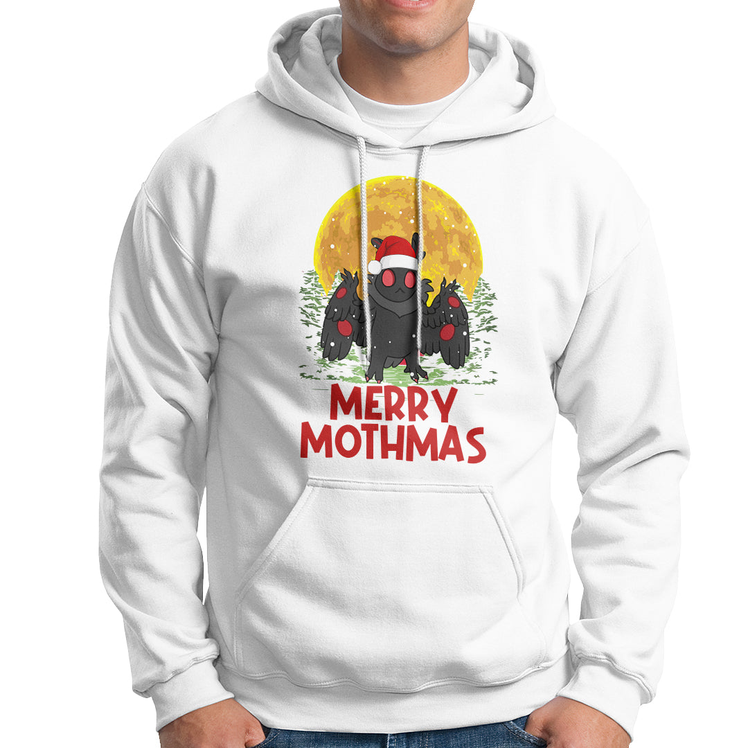 Mothman Christmas Hoodie Funny Merry Mothmas Cryptid Xmas Santa - Wonder Print Shop