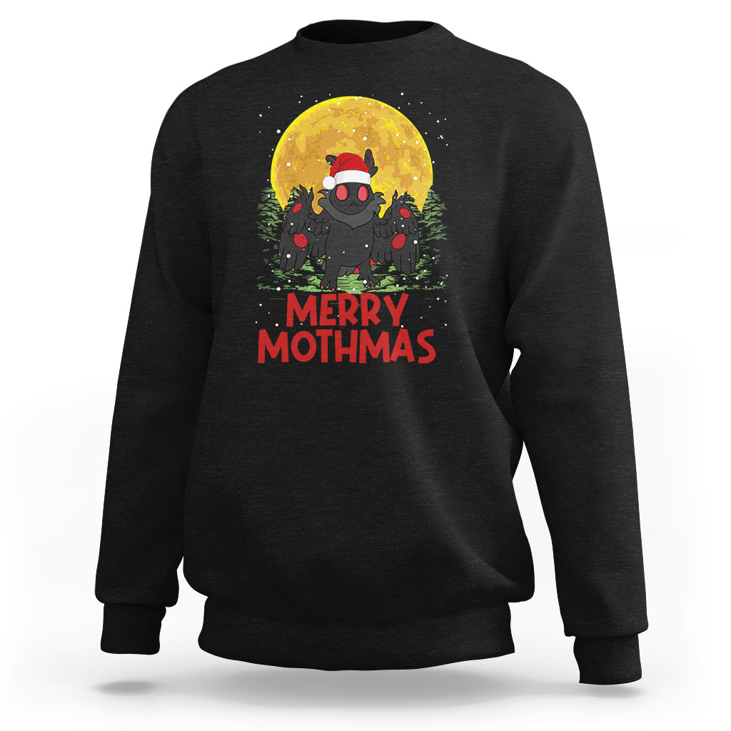 Mothman Christmas Sweatshirt Funny Merry Mothmas Cryptid Xmas Santa - Wonder Print Shop