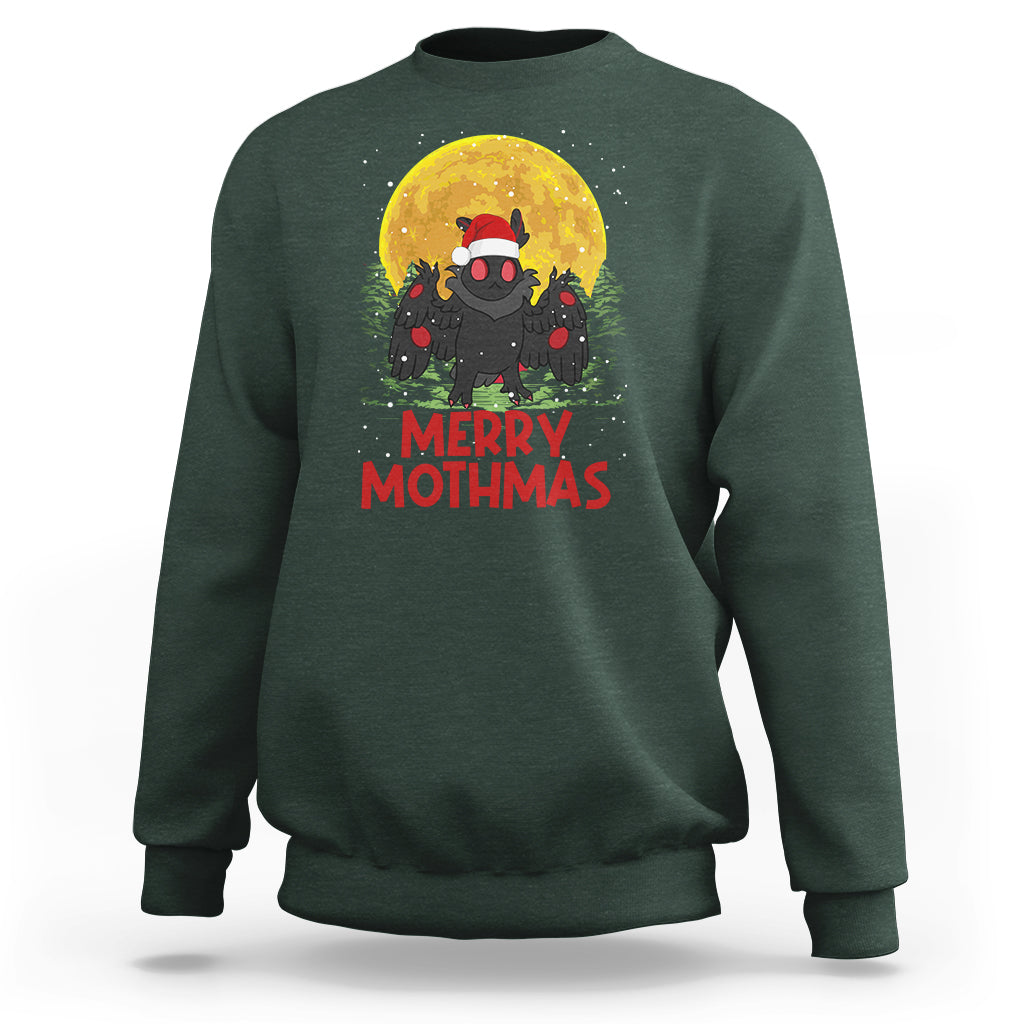 Mothman Christmas Sweatshirt Funny Merry Mothmas Cryptid Xmas Santa - Wonder Print Shop