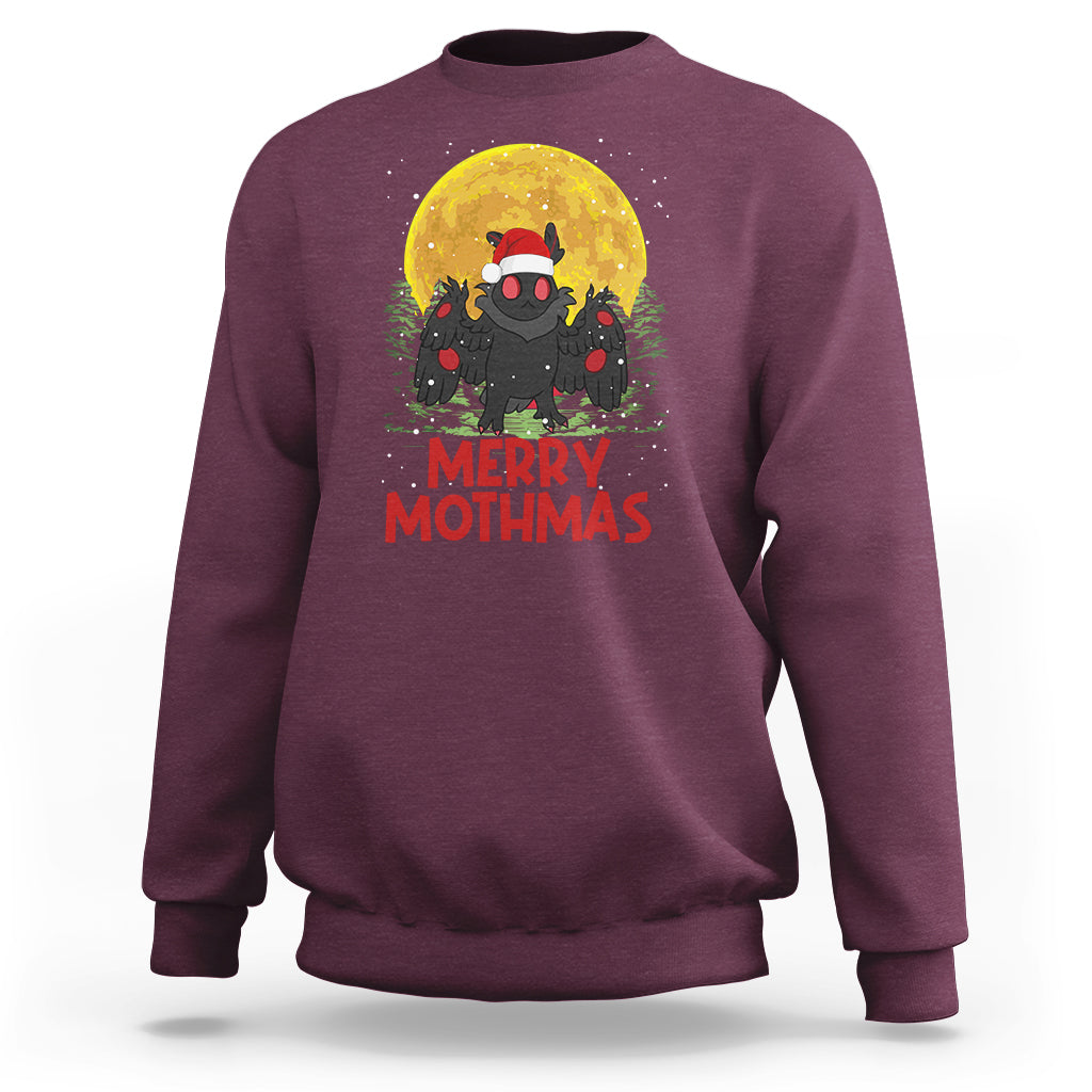 Mothman Christmas Sweatshirt Funny Merry Mothmas Cryptid Xmas Santa - Wonder Print Shop