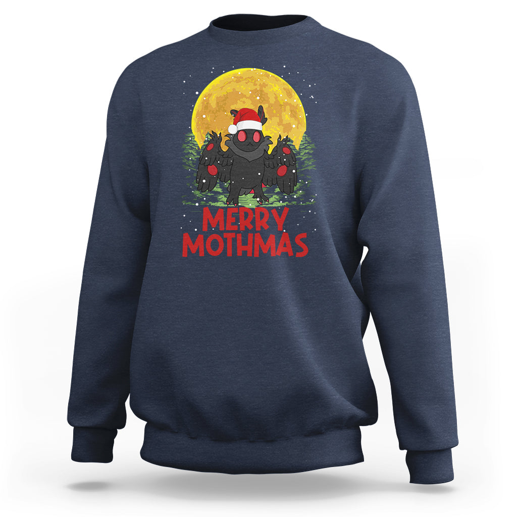 Mothman Christmas Sweatshirt Funny Merry Mothmas Cryptid Xmas Santa - Wonder Print Shop