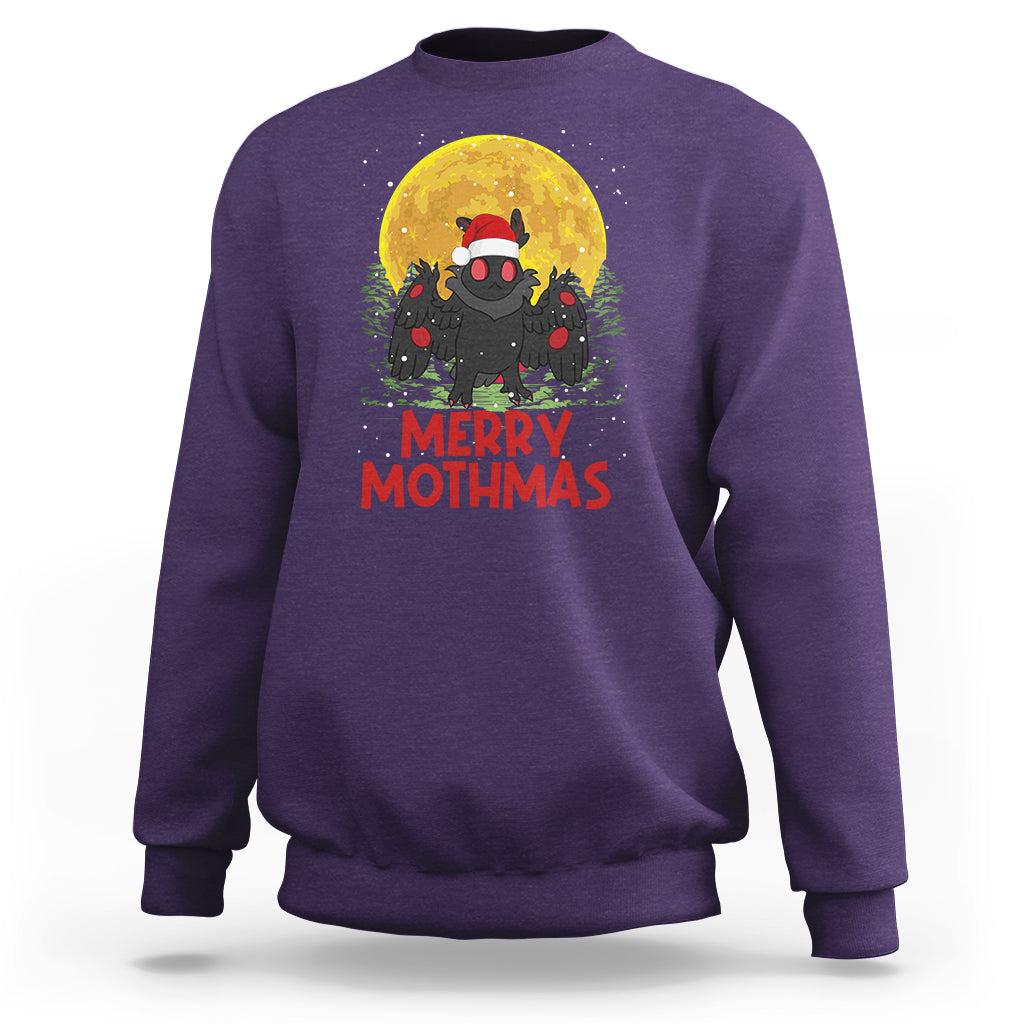 Mothman Christmas Sweatshirt Funny Merry Mothmas Cryptid Xmas Santa - Wonder Print Shop
