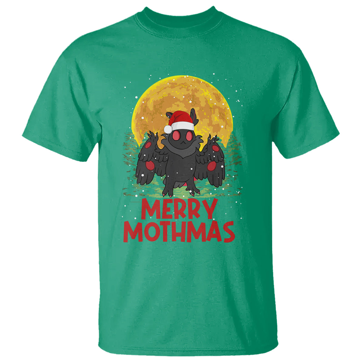 Mothman Christmas T Shirt Funny Merry Mothmas Cryptid Xmas Santa - Wonder Print Shop