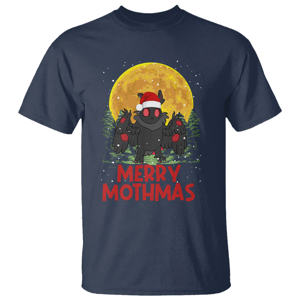 Mothman Christmas T Shirt Funny Merry Mothmas Cryptid Xmas Santa - Wonder Print Shop
