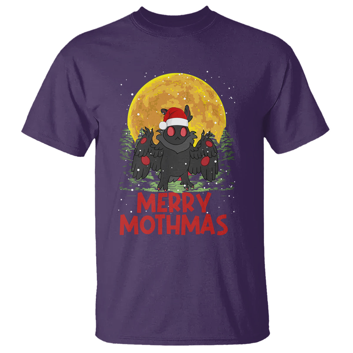 Mothman Christmas T Shirt Funny Merry Mothmas Cryptid Xmas Santa - Wonder Print Shop