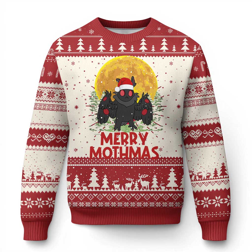 Mothman Christmas Ugly Christmas Sweater Funny Merry Mothmas Cryptid Xmas Santa - Wonder Print Shop